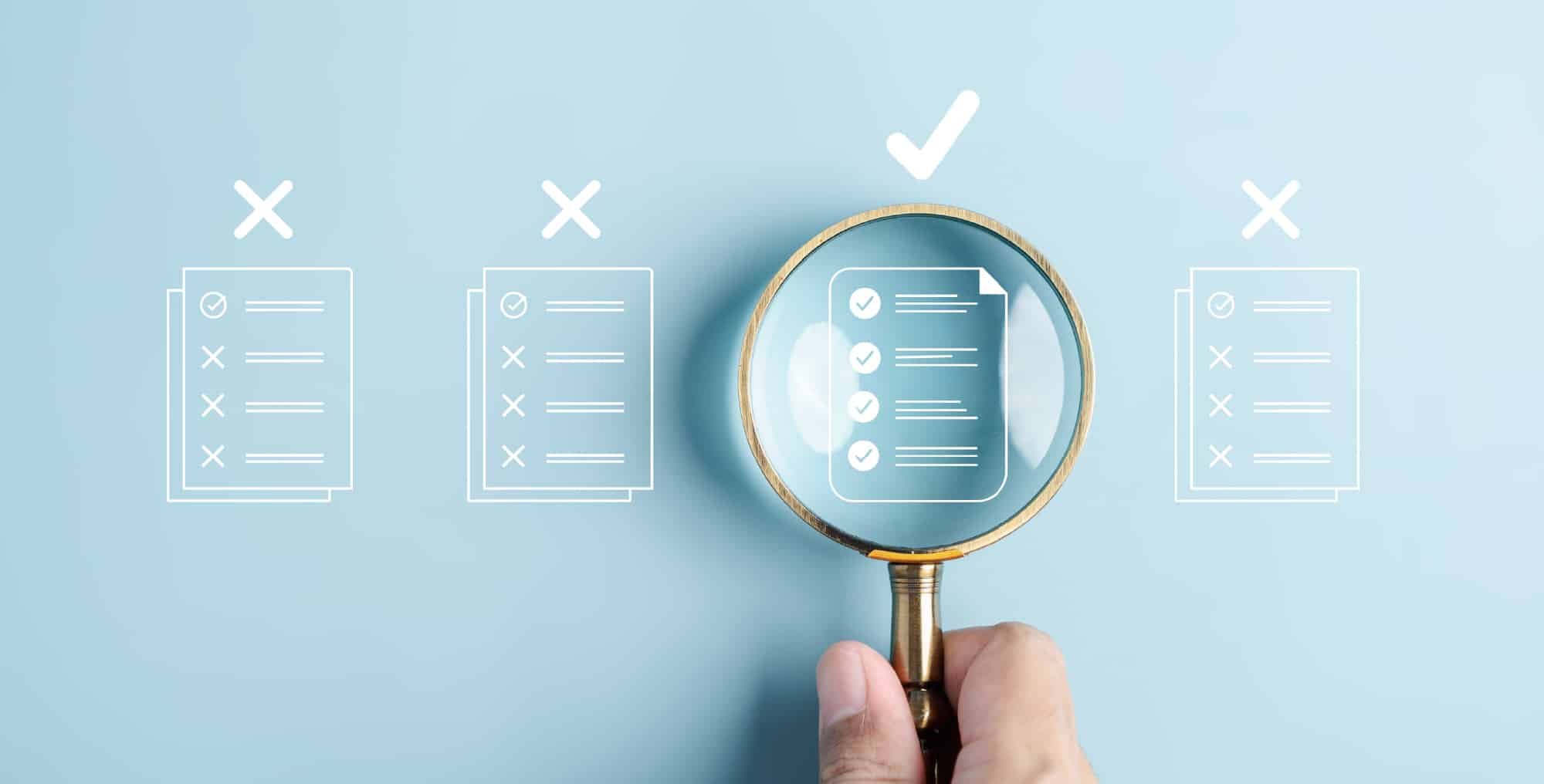 Image of a microscope over a check list representing cover letter examples, how to write a cover letter that works